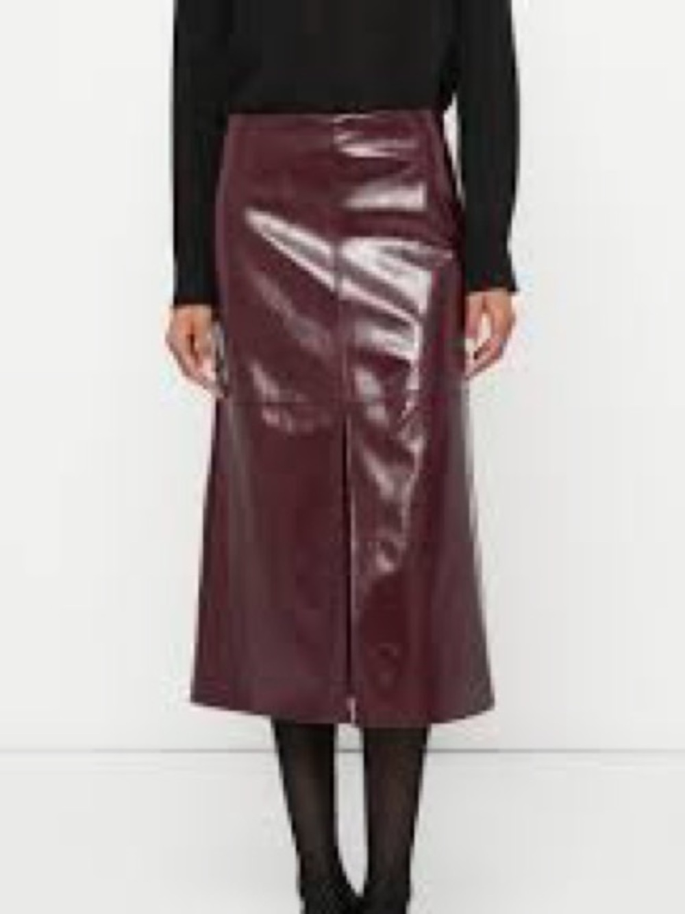 Gap Faux Leather Midi Skirt in Burgundy Size 4 NWOT